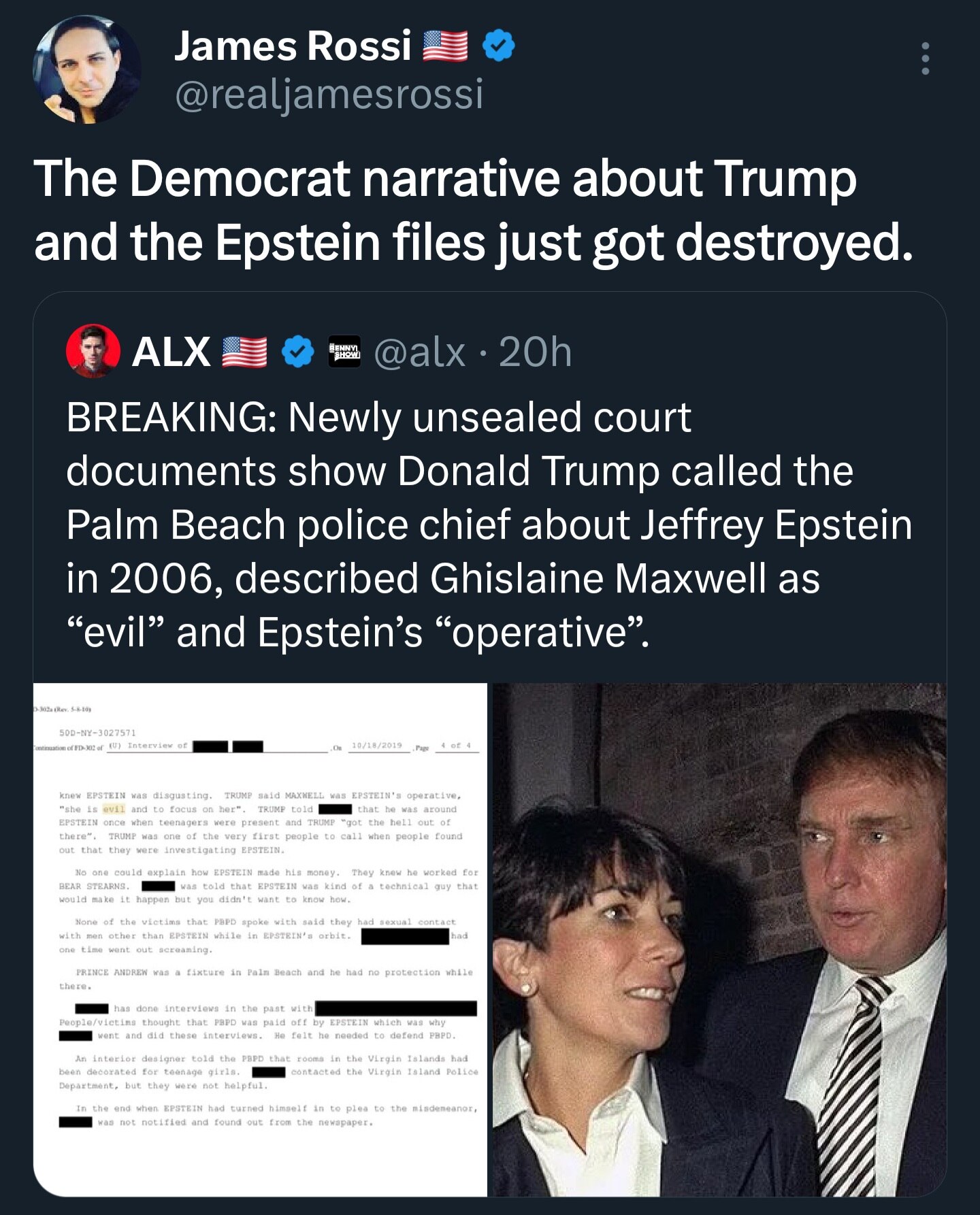 The Democrat narrative about Trump and the Epstein files just got destroyed. 

