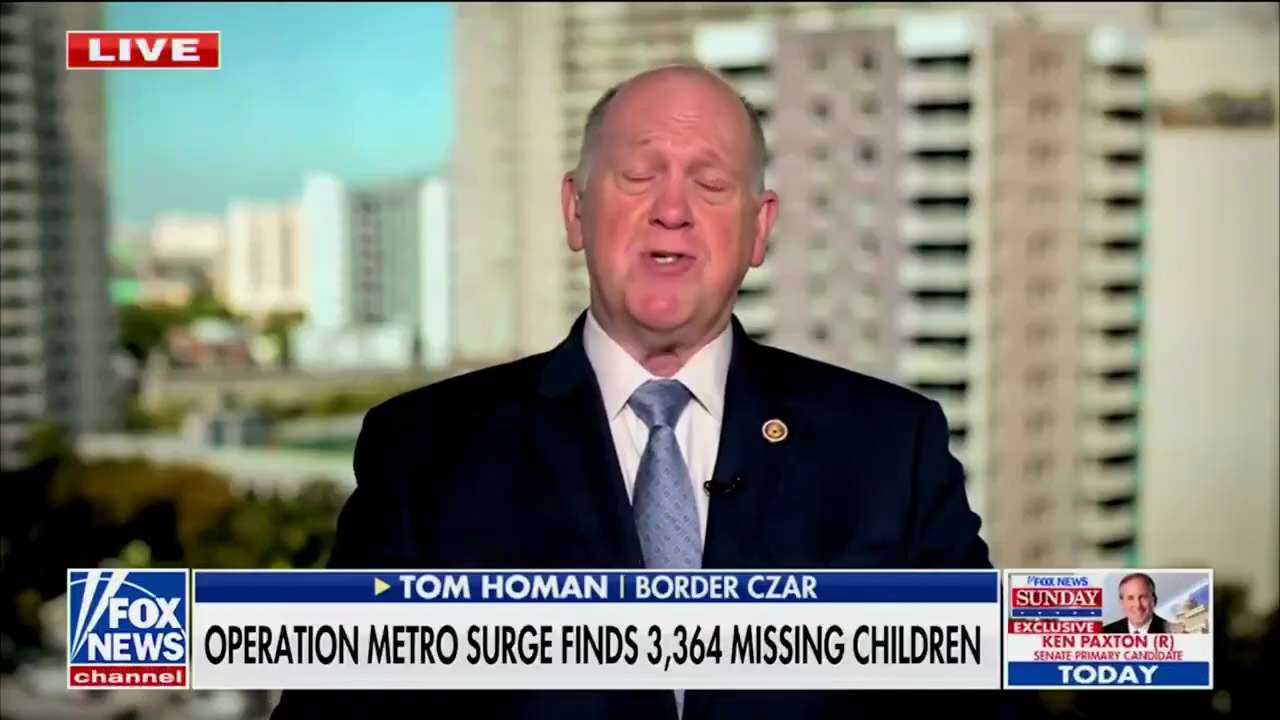 JUST IN - Thomas Homan: "In the last Administration, over half a million children were smuggled into...