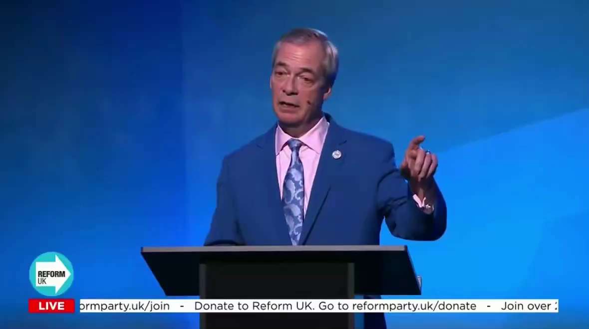 Farage says Rupert Lowe "had to go" from Reform when Lowe mentioned mass deportations. 

Tories 2.0
...