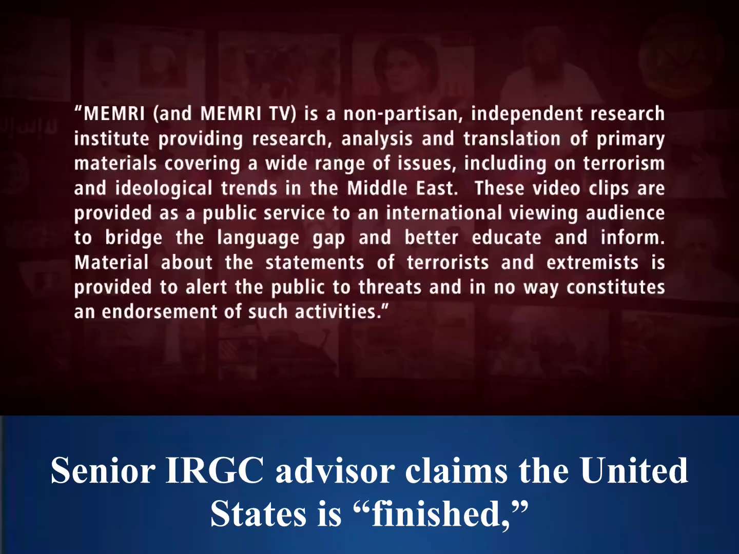 🚨 JUST IN: Senior IRGC advisor Mohammad Reza Naghdi claims the United States is “finished,” saying ...