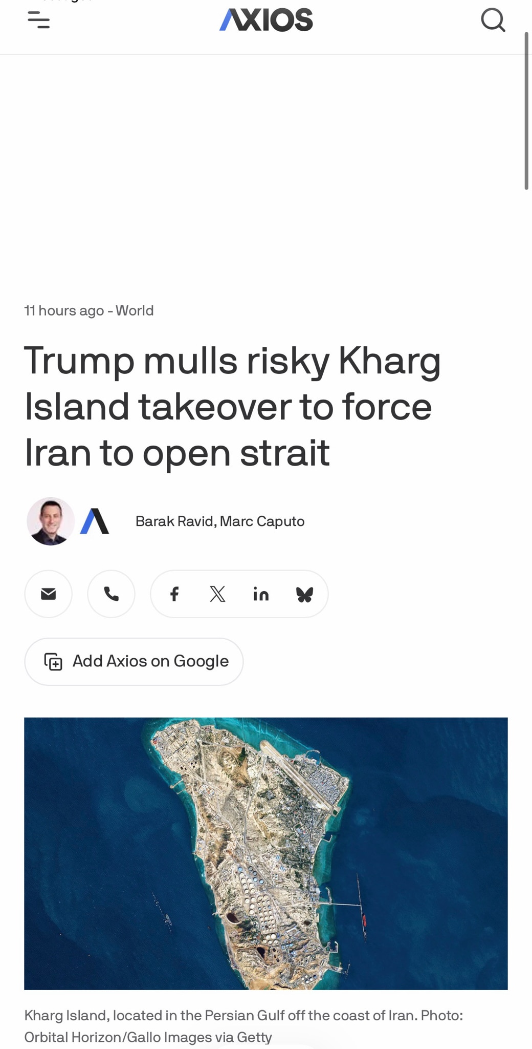 "He wants Hormuz open. If he has to take Kharg Island to make it happen, that's going to happen. If ...