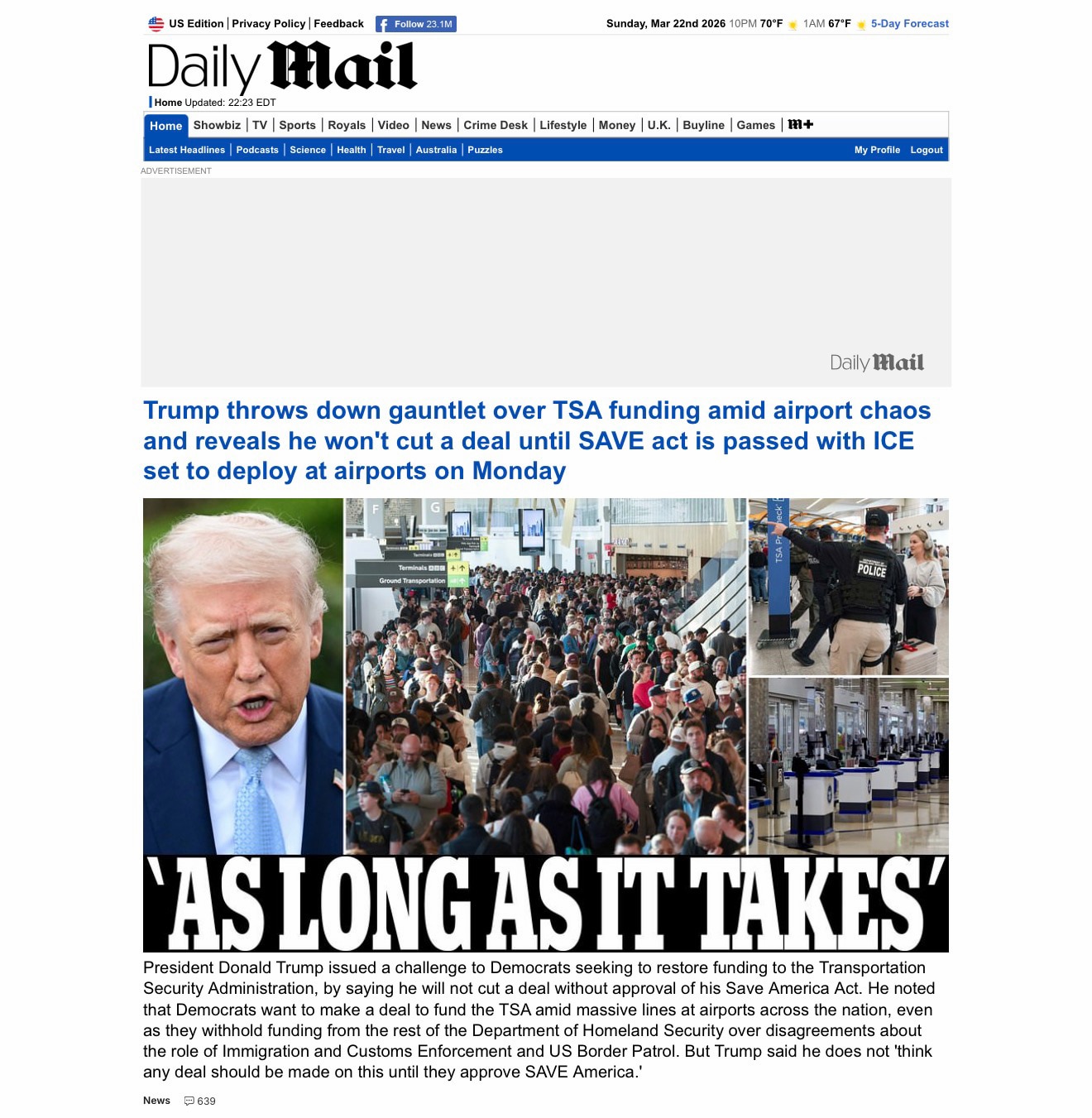 Trump: No Deal 

https://www.dailymail.co.uk/news/article-15669863/Trump-TSA-funding-ICE-Save-Americ...