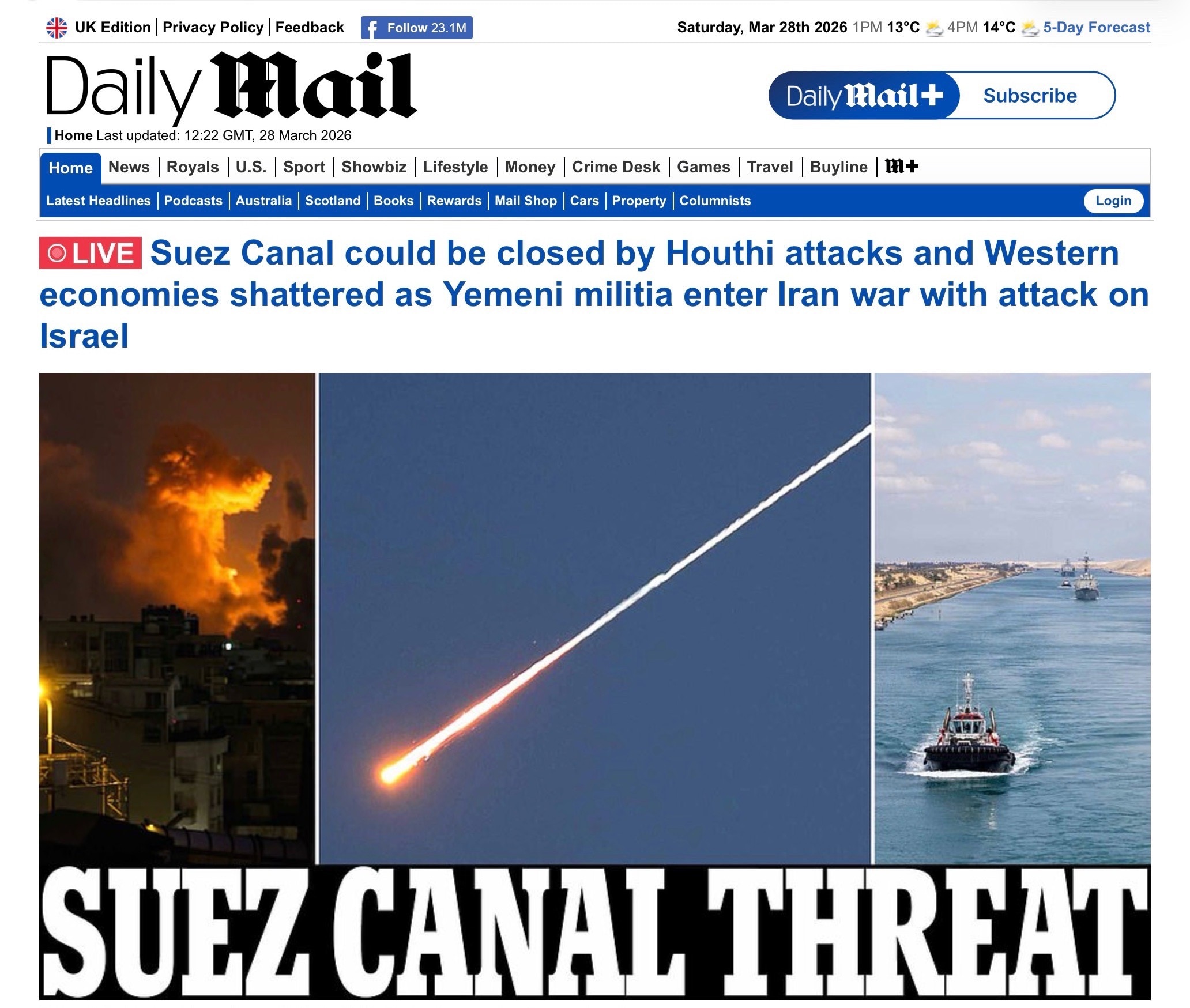 The Houthis have announced they’ll block the entrance to the Red Sea if any US ally enters the war o...