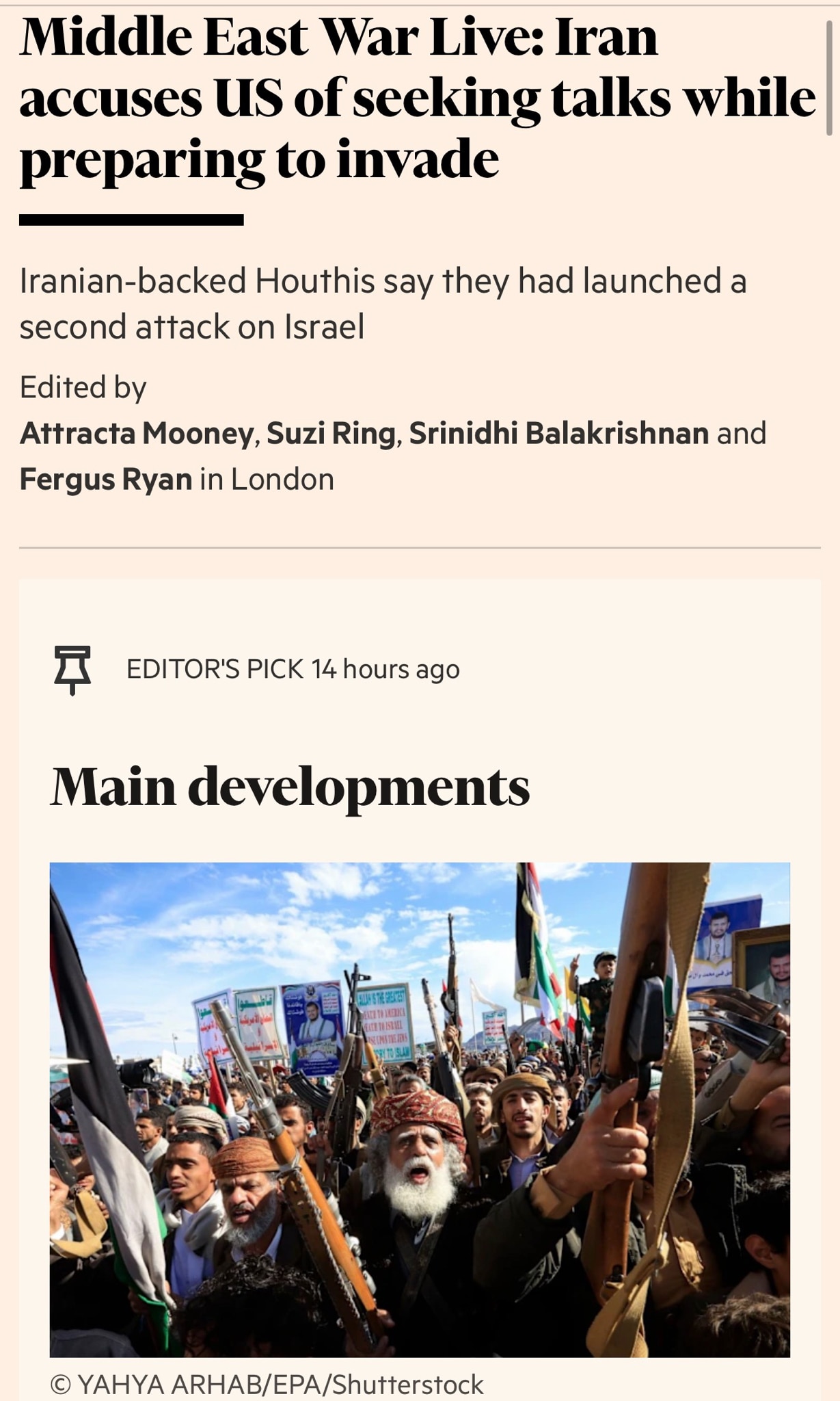 “Iran accused the US of publicly seeking talks while secretly preparing for a ground invasion.”

FT ...