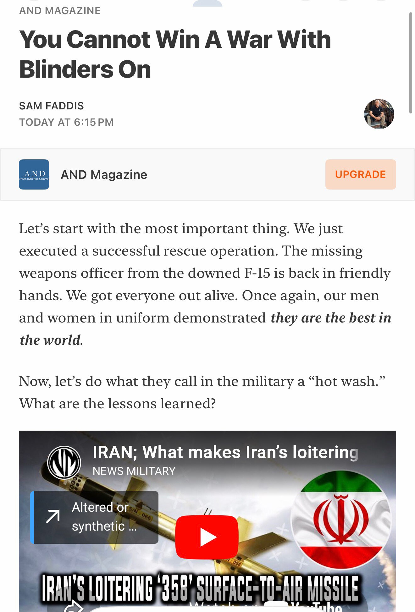 “We are at war with Iran. We cannot end this conflict with a “negotiation” in which the IRGC dictate...