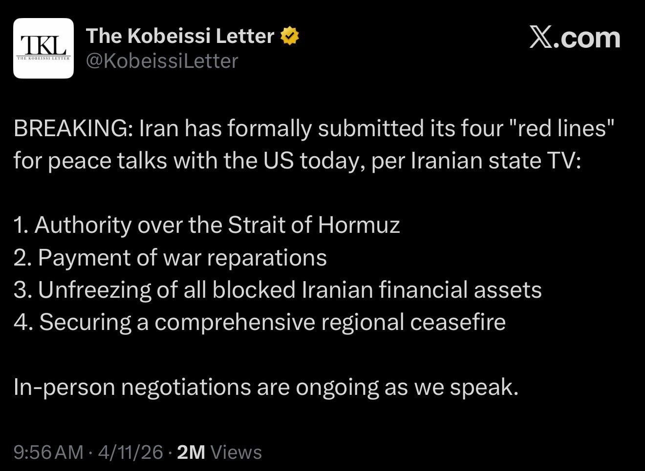 Shut Your Briefcase, Get Up and Leave 

https://x.com/kobeissiletter/status/2042965064026669094?s=46