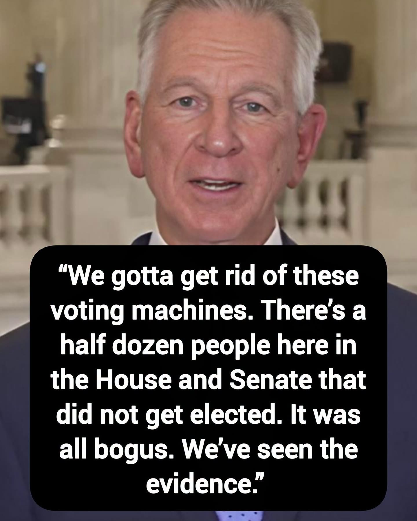 🚨Sen. #TommyTuberville: “We gotta get rid of these #votingmachines. There’s a half dozen people her...