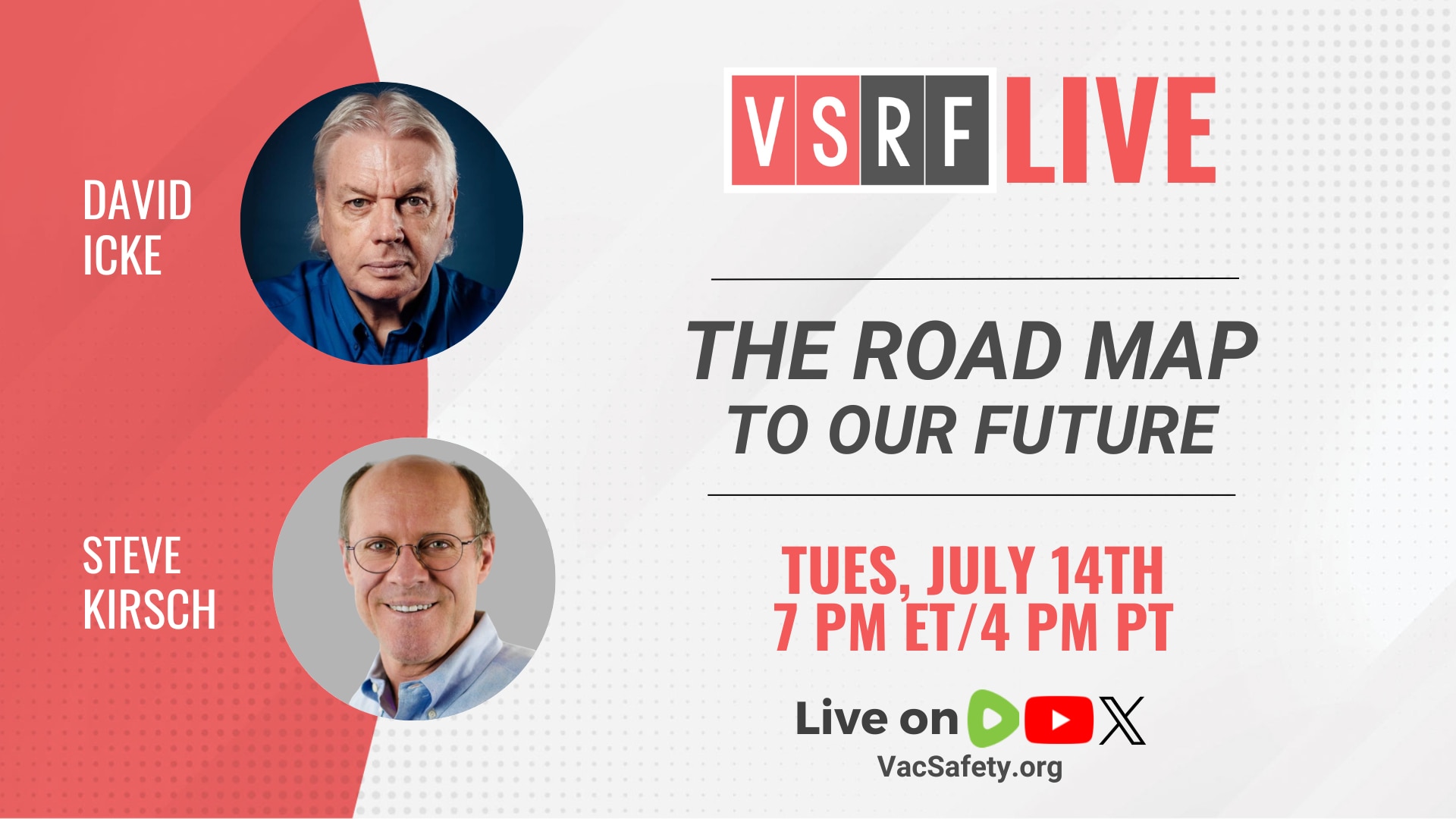 ⚡ TONIGHT ON VSRF LIVE

Bestselling author David Icke joins Steve Kirsch for a thought-provoking dis...