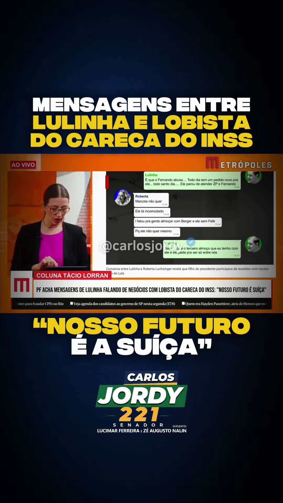 Bomba! Mensagens obtidas pela PF mostram que lulinha e lobista do Careca do INSS operavam negócios n...