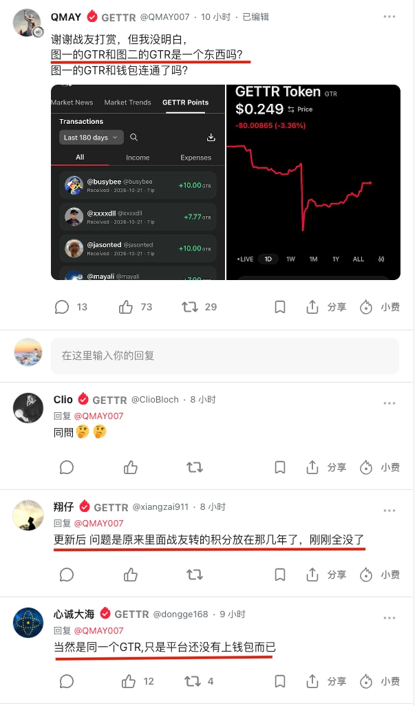 #GTR GTR钱包问题汇总答疑
以下问题我是默认很多战友都懂，所以一直没写出来，结果出现了乔哈里视窗的隐藏区即“自己知道，别人不知道”。在漫长等待完善的钱包上市期间行情没什么值得分析无非就是缩量横盘...