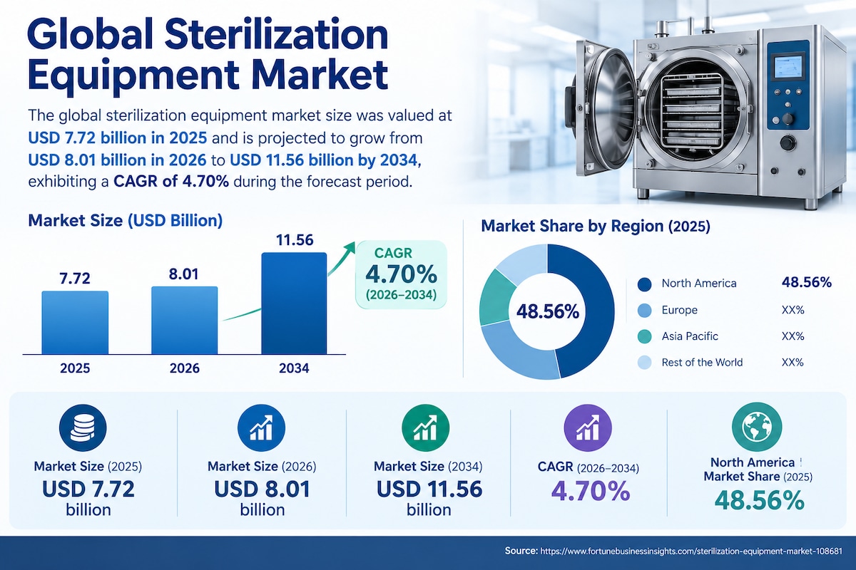 Healthcare Sterilization Equipment Market Trends and Revenue Forecast 2026–2034
 North America domin...