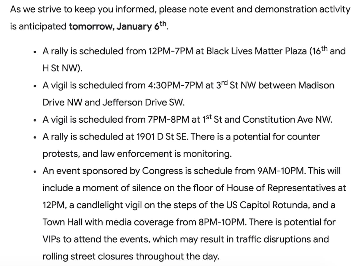 Dems planning a national day of protest/rallying Jan. 6, leading to warnings of parts of DC shutting...