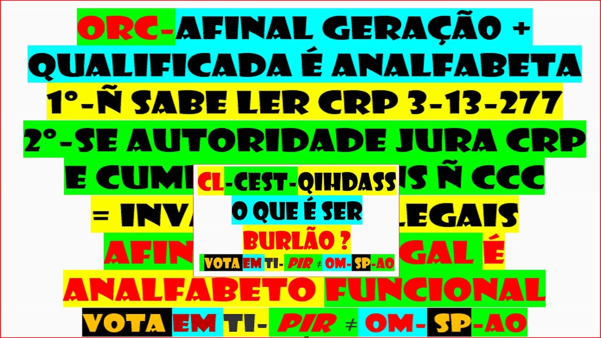 GERAÇÃO + EVOLUÍDA ANALFABETOS FUNCIONAIS

VÍDEO AO ACASO-5- $ PIR ≠ politicien politiker político p...