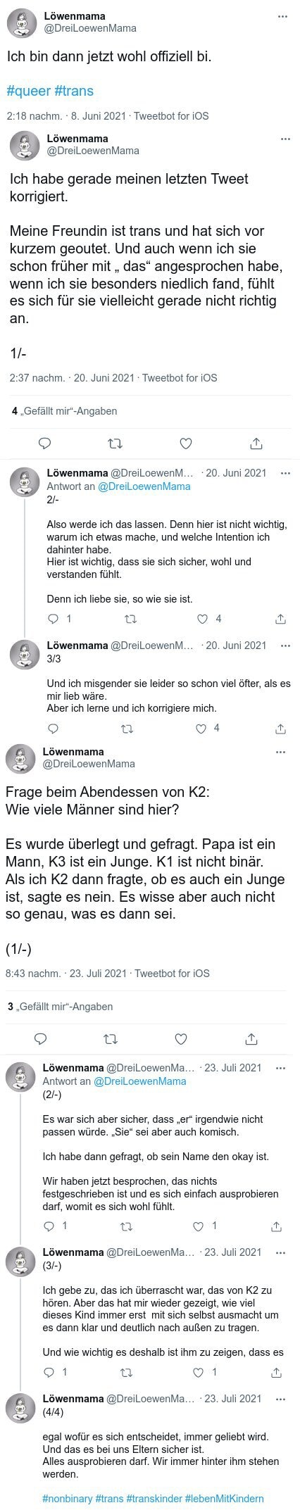 Was für ein Wahn:
1) Mutter von 3 Jungen
2) Ihr Freund transgendert 💃🏳️‍⚧️
3) Transgender wird ver...