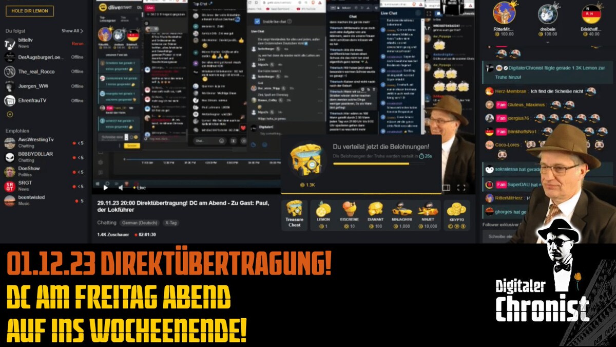 Aufzeichnung vom 01.12.23 Direktübertragung! DC am Freitag Abend - Auf ins Wochenende!