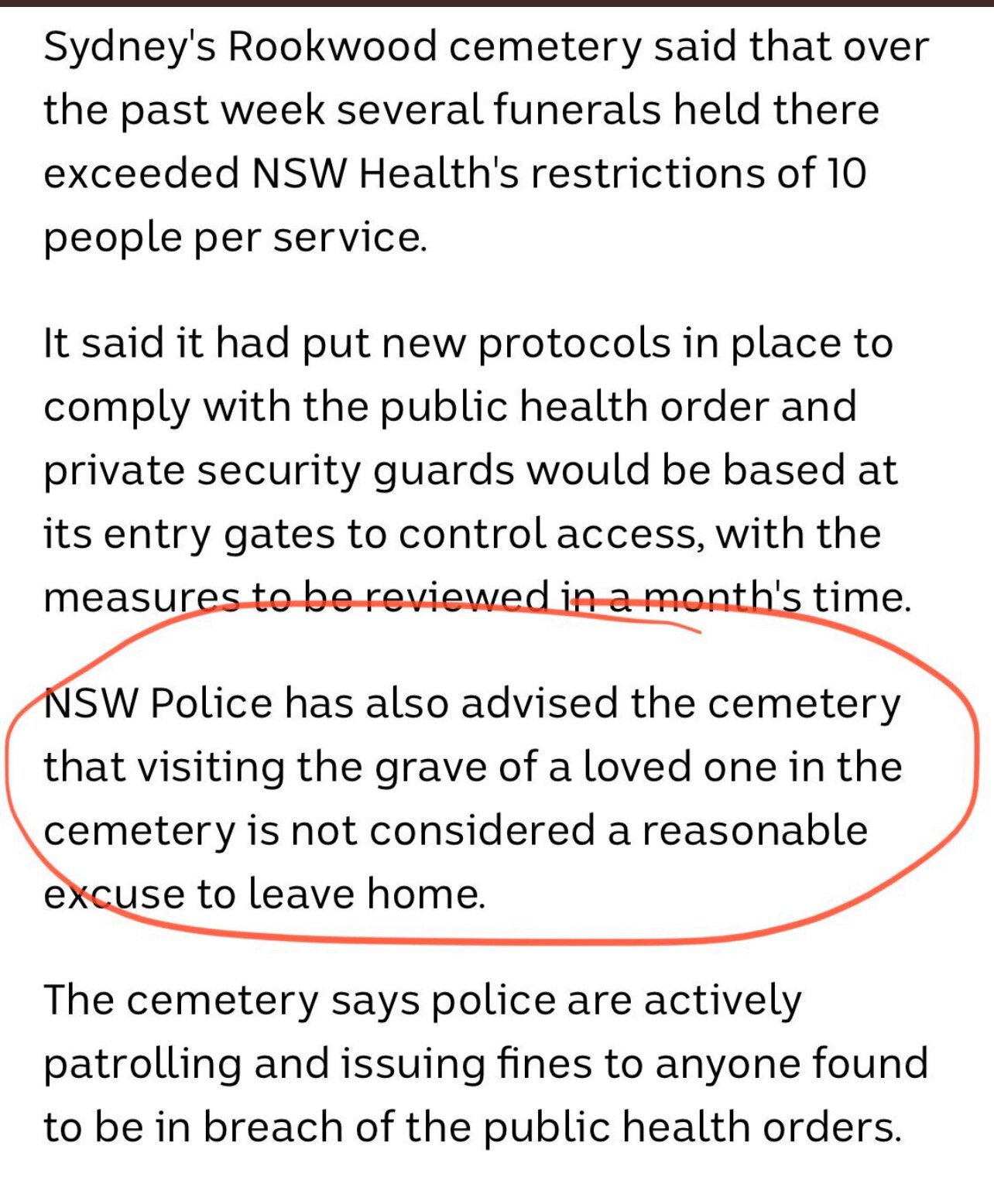 No visiting the cemetery anymore. 