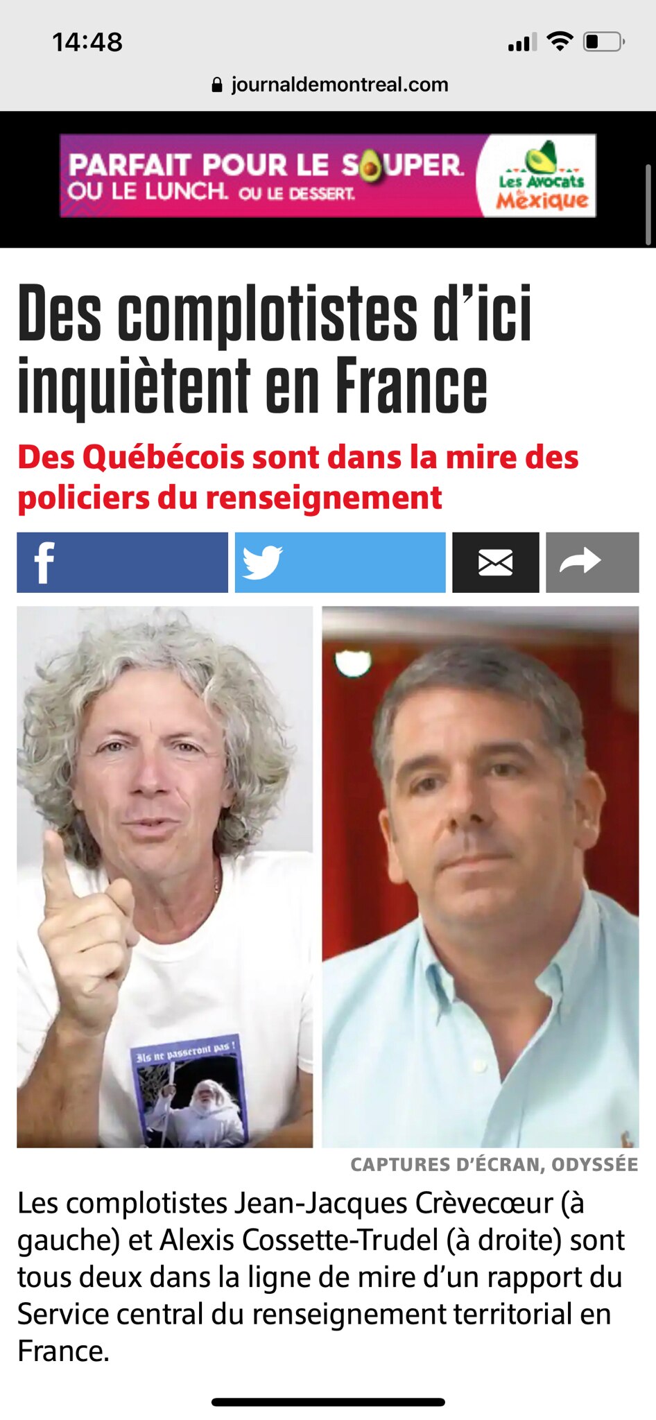 Nos deux patriotes dans la mire, article paru hier.

C’est la preuve que JJC et Alexis on visé juste...