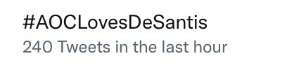 #AOCLovesDeSantis is still trending on Twitter over 30 hours after I was banned
My hashtag outlived my account