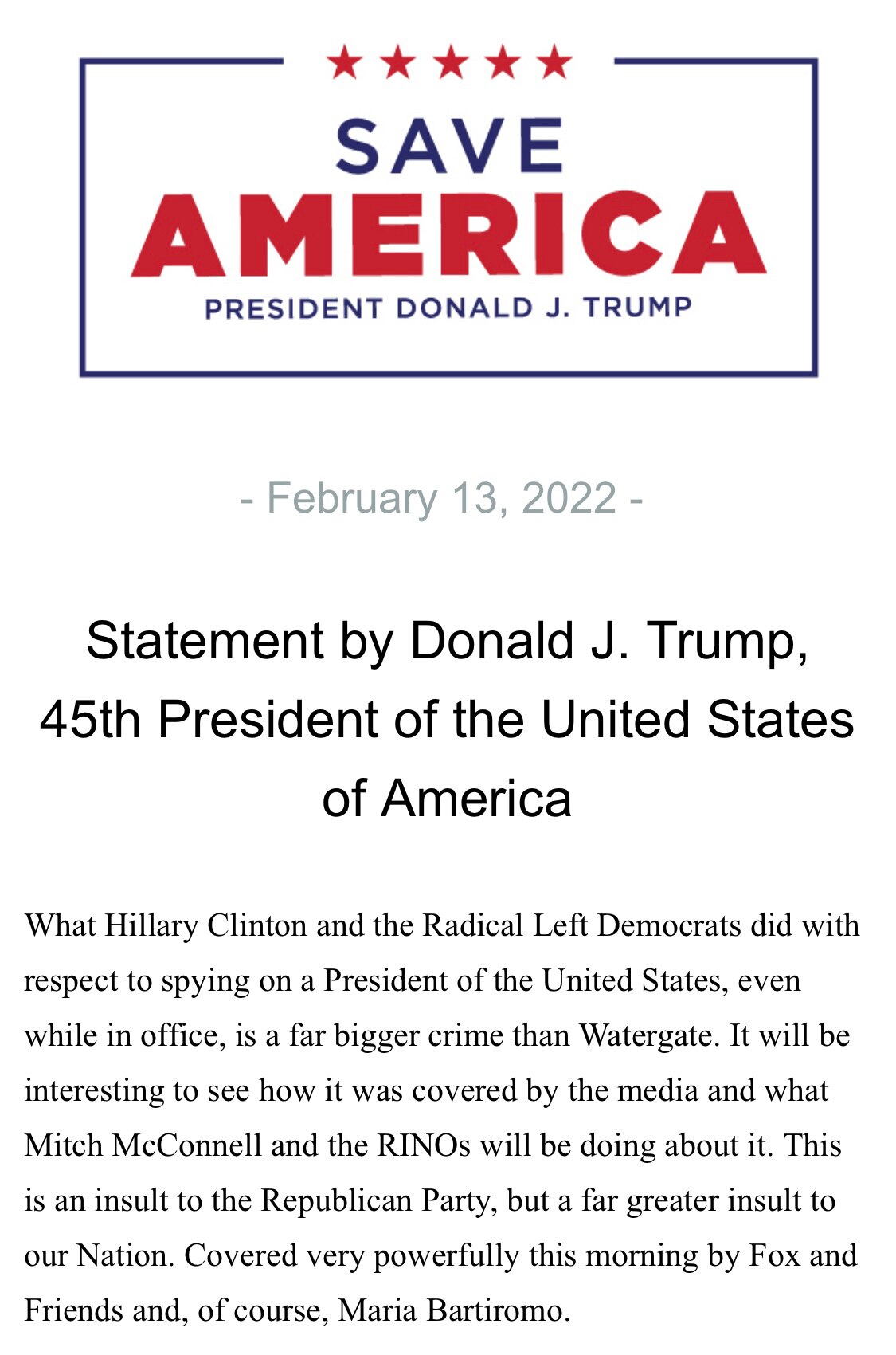 “What Hillary Clinton and the Radical Left Democrats did with respect to spying on a President of th...