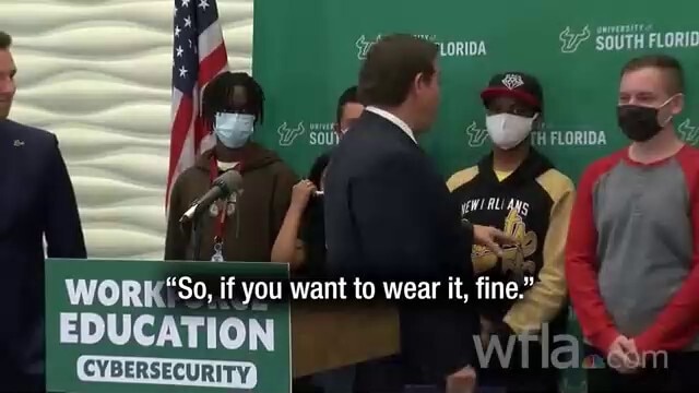 Ron DeSantis, “You do not have to wear those masks. Please take them off. Honestly, it’s not doing anything. We’ve gotta stop with this COVID theater. 🤣😂👏