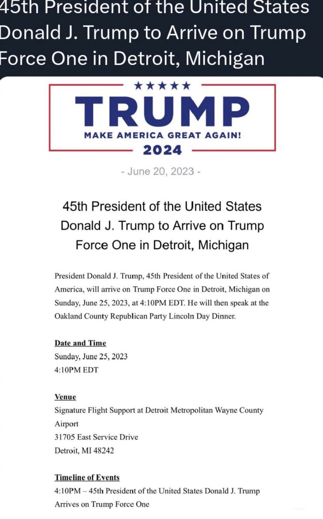 Welcome President Trump!! #DJT #Trump2024 #MichiganLovesDJT #FightLikeAFlynn #kashpatel #MayorGiulliani