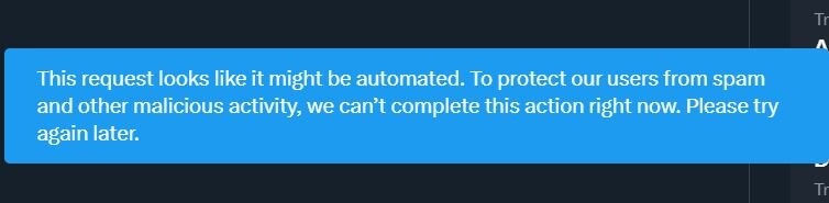 For the past hour now I've been completely soft-locked out of being able to do anything on Twitter for no good reason. I can't like, tweet, RT, DM... nothi