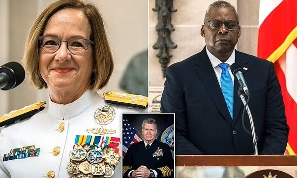 First woman takes over as chief of the US Navy - after Biden made unprecedented decision to ignore P...
