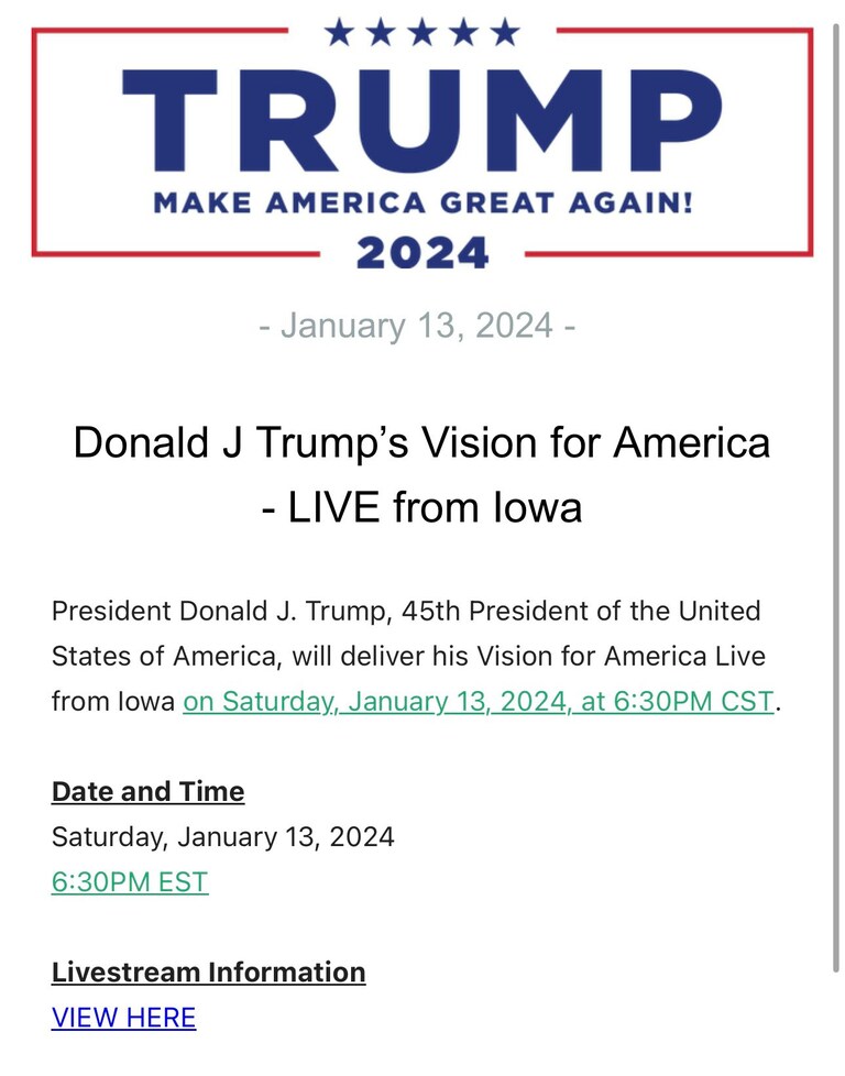 Make sure you tune in everyone! President Trump showing his love to all Iowans tonight, flying in during the worst weather, making it possible to be there