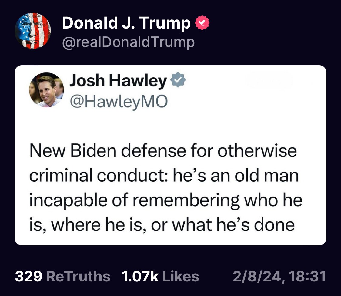 New Biden defense for otherwise criminal conduct: he's an old man incapable of remembering who he is...