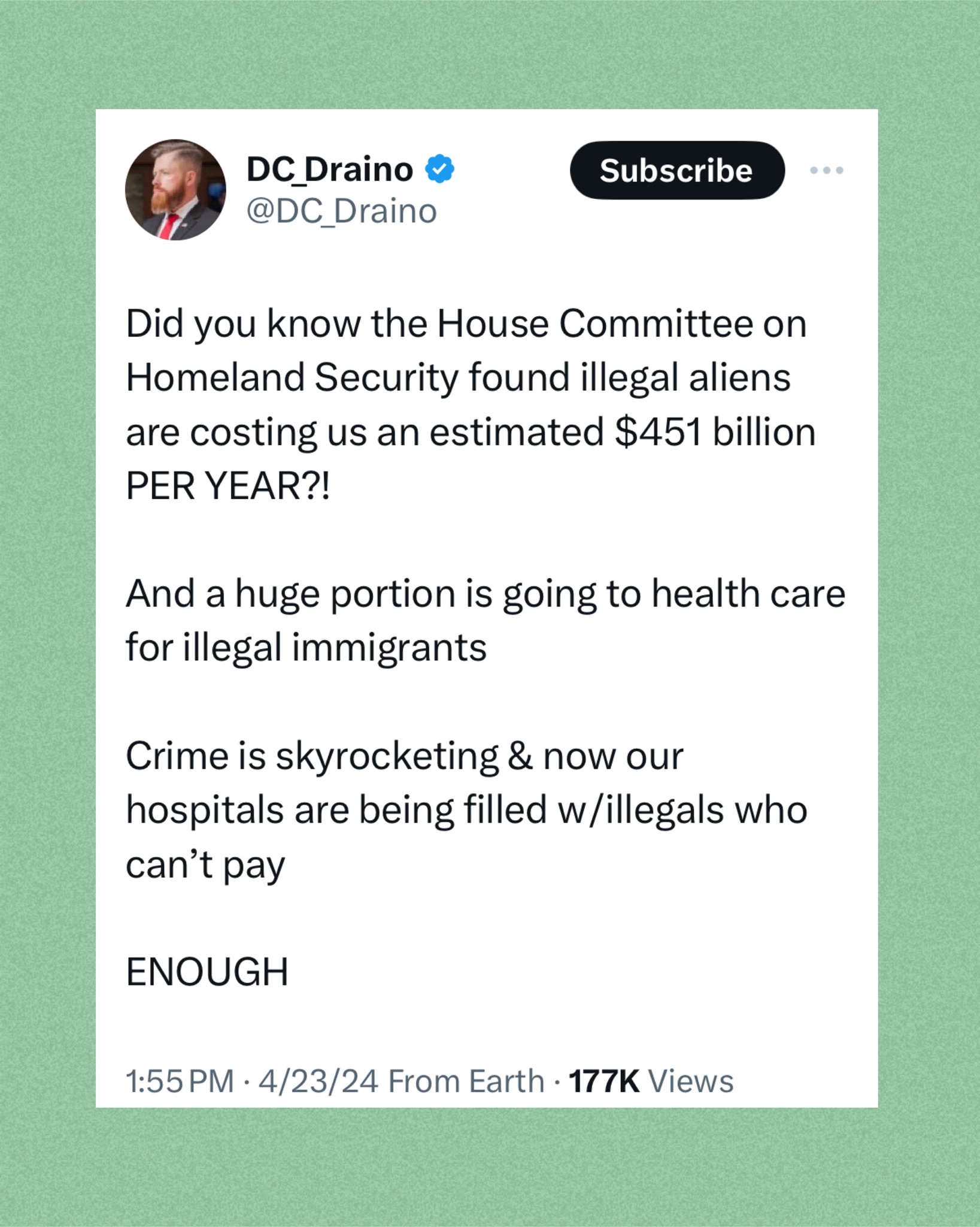 $451 Billion/Year For illegal Alien Heathcare. Do you have free healthcare?
https://x.com/dc_draino/...