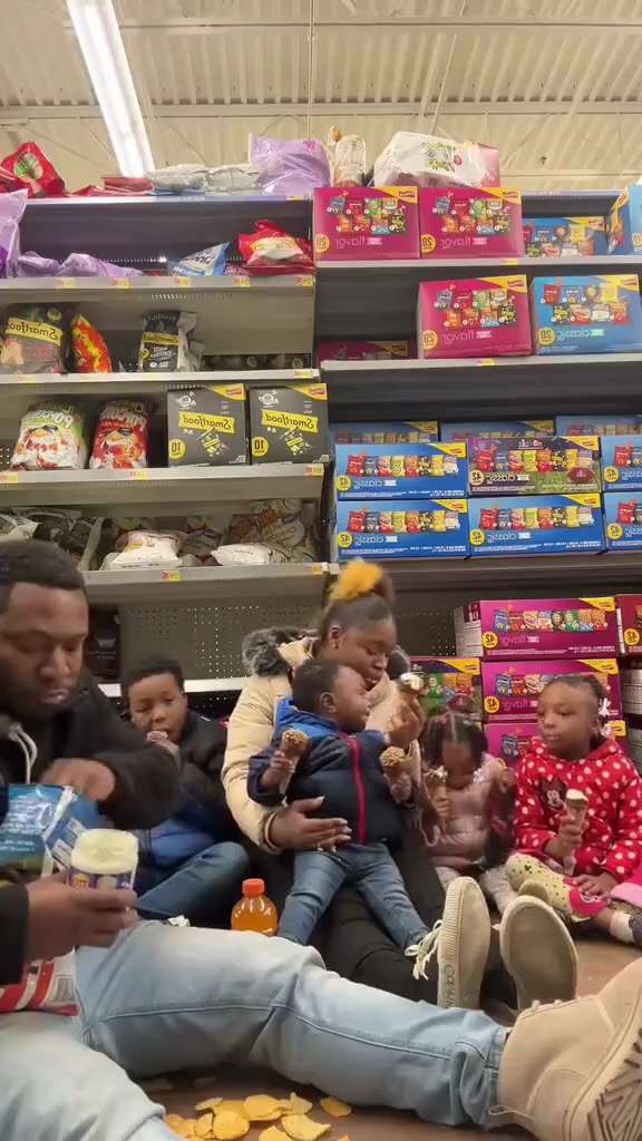 If you're kids are hungry; Steal food from your local store and eat it off the floor like a savage 3...