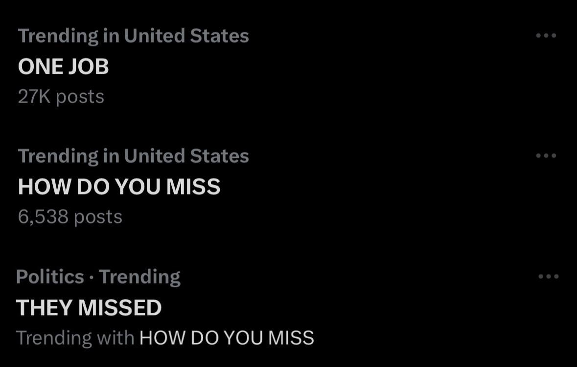 Democrats on X are upset that the shooter missed Trump.