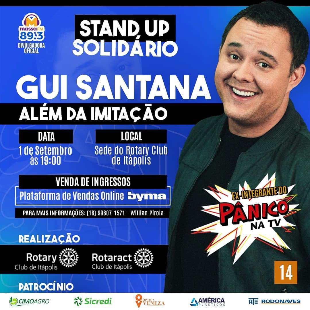 STAND UP SOLIDÁRIO

O Rotary e o Rotaract Clubs de Itápolis convidam você para o STAND UP SOLIDÁRIO ...