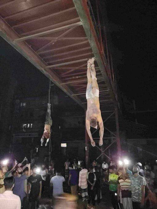 Bangladesh:

Jihadis are hanging bodies of their "political opponents" (non-Muslims) from lampposts and trees.