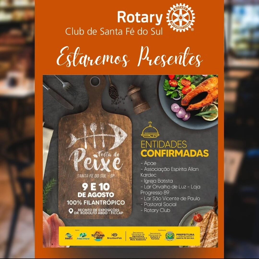 SANTA FÉ DO SUL tem festa neste fim de semana!

Sexta(09) e sábado (10), o Rotary Club de Santa Fé d...
