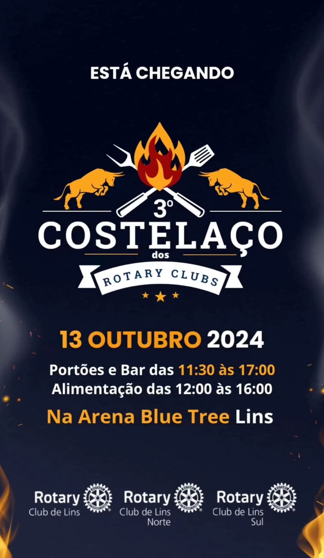 Texto do Costelacorotary:

Vem aí o 3° Costelaço.

Uma evento para família com muita costela, chopp ...