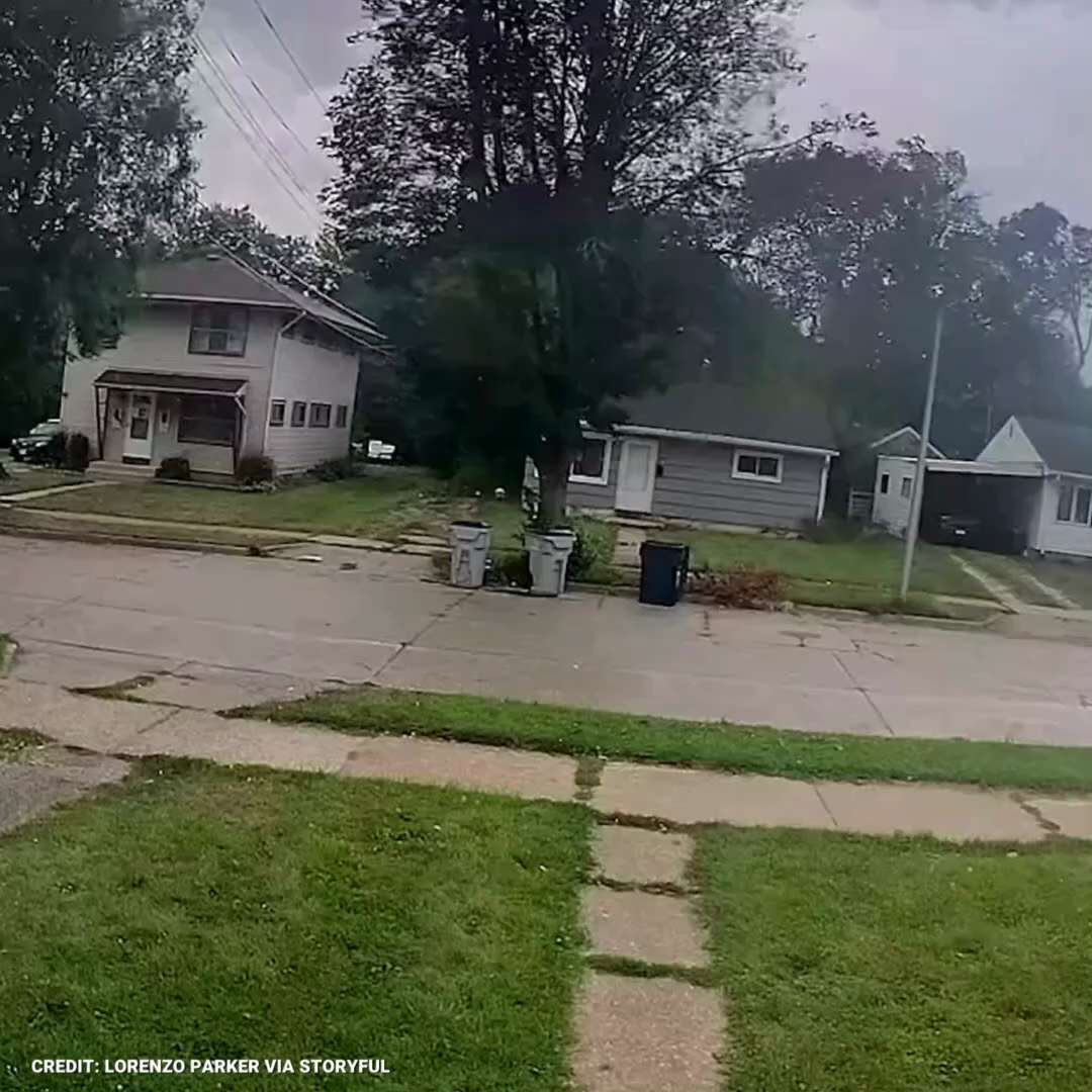 WILD RIDE: On Tuesday, a doorbell camera caught shocking footage of a tree crashing down in front of...
