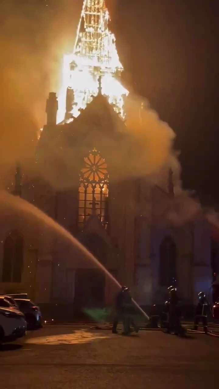 The Church of the Immaculate Conception in Saint-Omer, Pas-de-Calais, is the latest to "catch fire"....