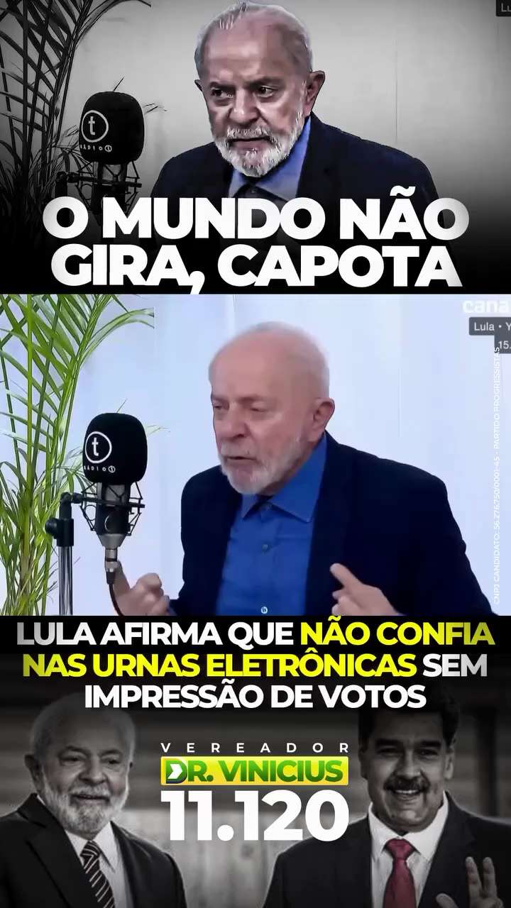 
Alguém avisa ao Alexandre de Moraes que agora é o Lula quem está questionando as urnas eletrônicas !  

