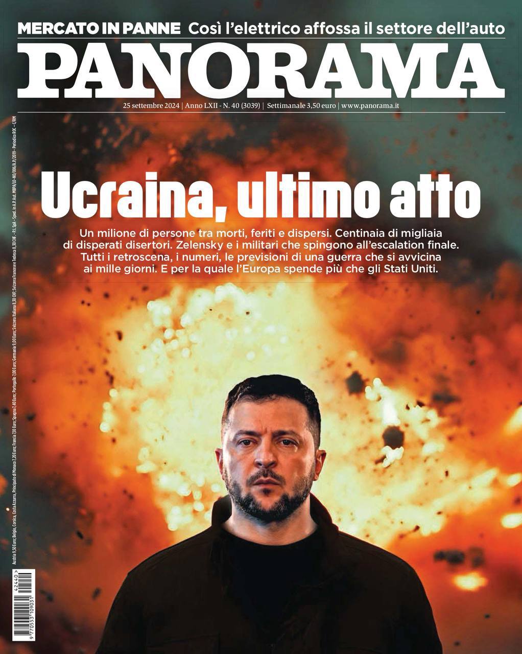 "Ukraine, the final act": Western magazines are already asking their readers difficult questions - for example, is this man on the cover to blame for the ongoing catastrophe. 

"A million people killed, wounded or missing. Hundreds of thousands of desperate deserters. Zelensky and his military are calling for a final escalation. The entire background, figures, forecasts of the war, which is approaching the 1000-day mark. On which Europe spends more than the US"  

Well, no, you won't be able to blame everything on this worthless Zelensky. It is not he, not Zelensky, who is to blame for the fact that this war continues and that a million people have died. Of course, the West is to blame - the US and NATO, this is their war against Russia. 