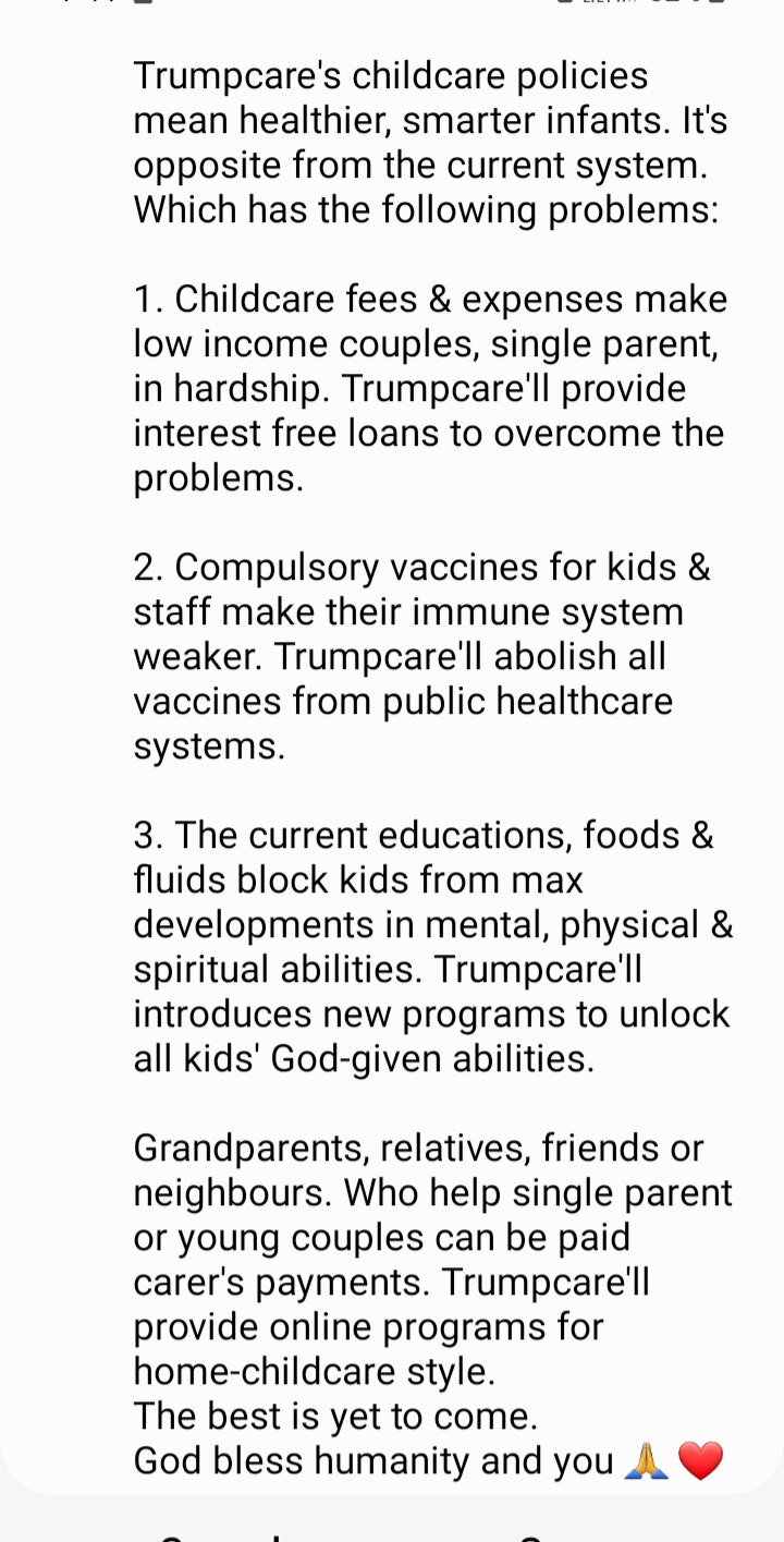 Honour Reward #31 - Trumpcare's Childcare Policies 

