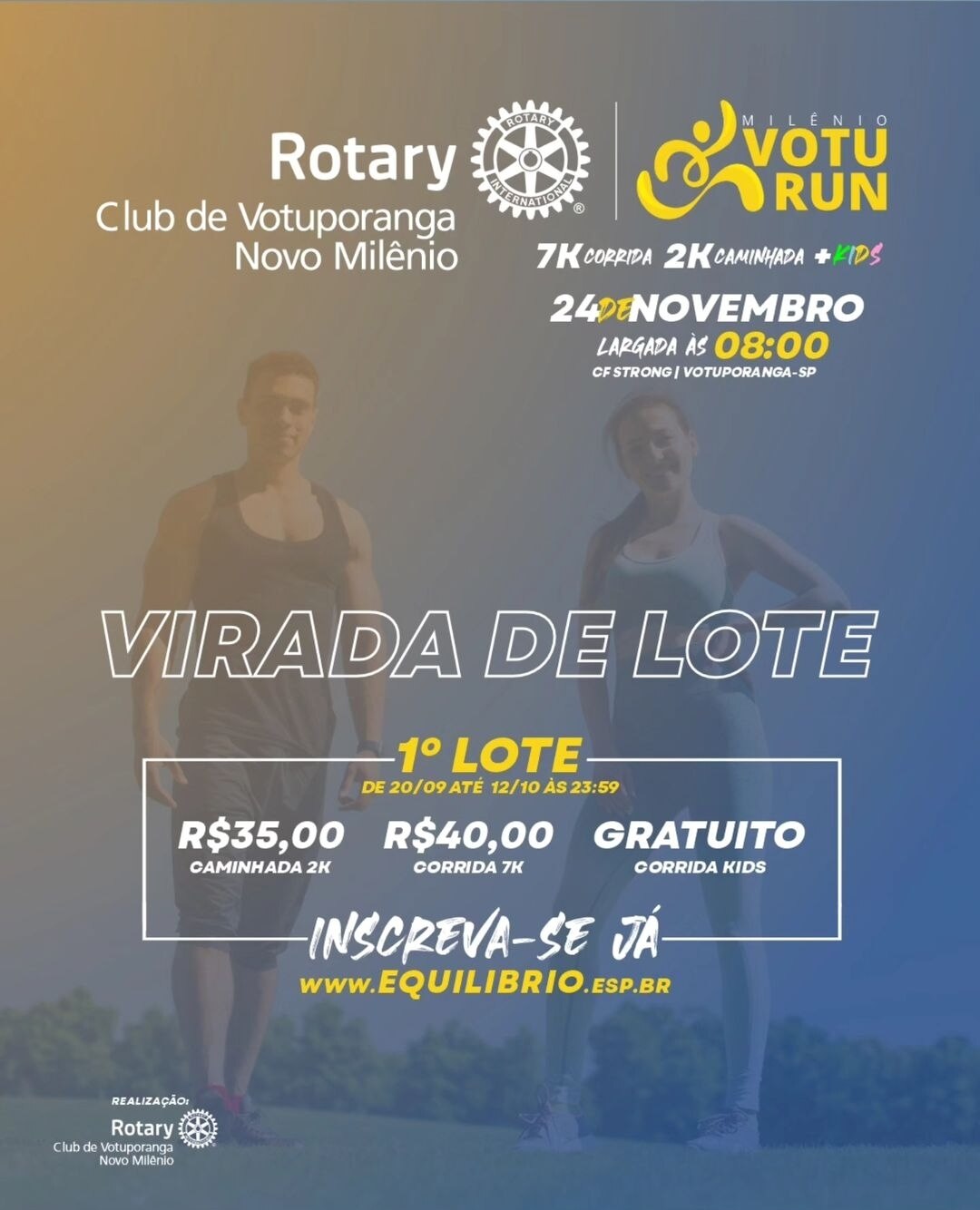 Texto do Rotary Club de Votuporanga - Novo Milênio e VotuRun:

FIQUEM LIGADOS!
As inscrições do prim...