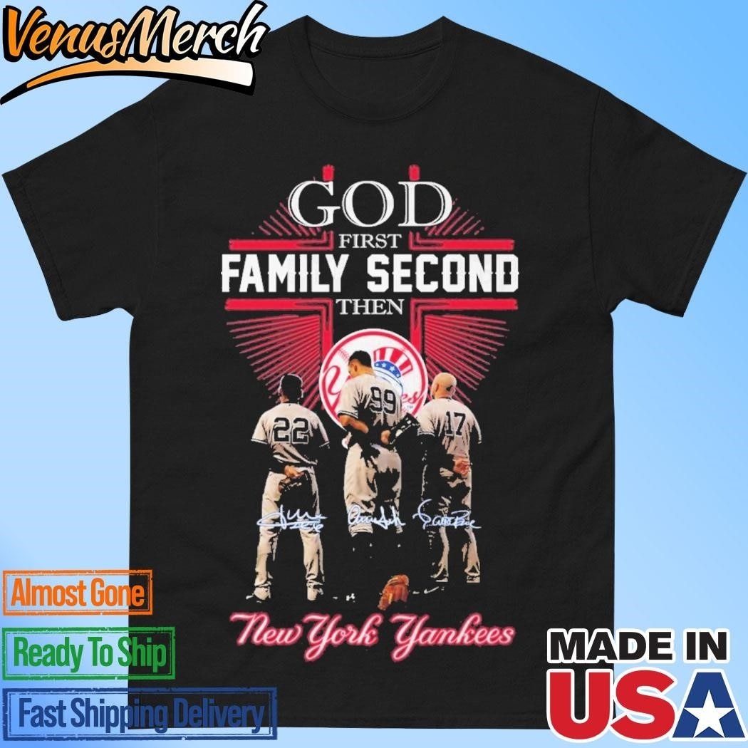 Official God First Family Second The New York Yankees Signature Unisex T-Shirt
Click here to buy it: https://venusmerch.com/product/official-god-first-family-second-the-new-york-yankees-signature-unisex-t-shirt/
Visit Home page: https://venusmerch.comThe God First Family Second The New York Yankees Signature Unisex T-Shirt is an iconic garment that embodies the profound values of faith, family, and fandom. It seamlessly blends a declaration of religious devotion with a tribute to one of the most storied sports franchises in history.
