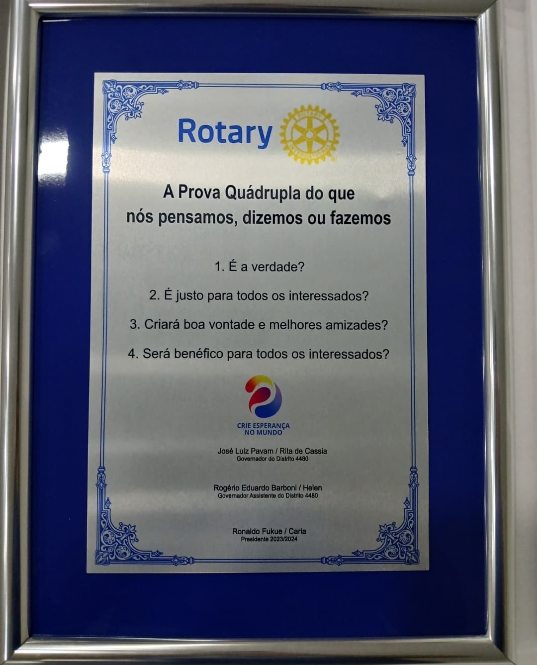 Texto de Ronaldo Fukue através do Rotary Club de Santa Fé do Sul:

A Prova Quádrupla.
Do que nós pen...