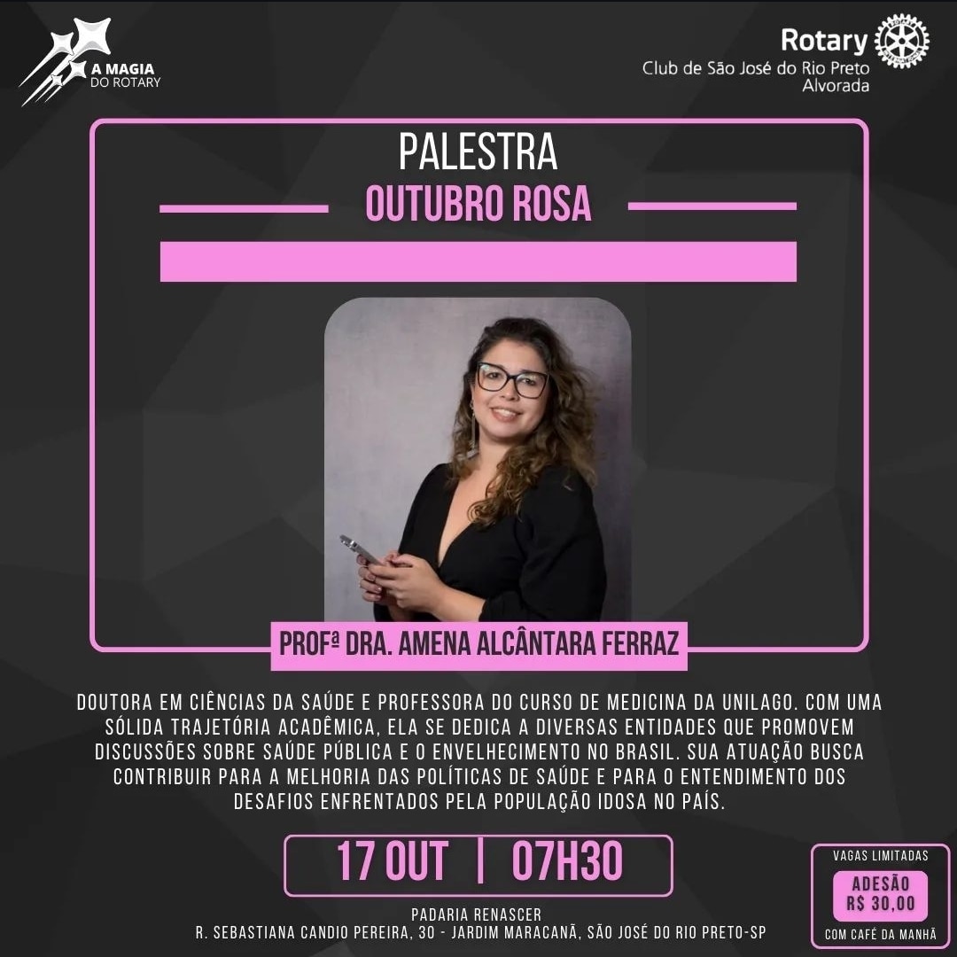 Outubro Rosa

Palestrante: Profª Dra. Amena Alcântara Ferraz

Amena de Alcântara Ferraz é doutora em...