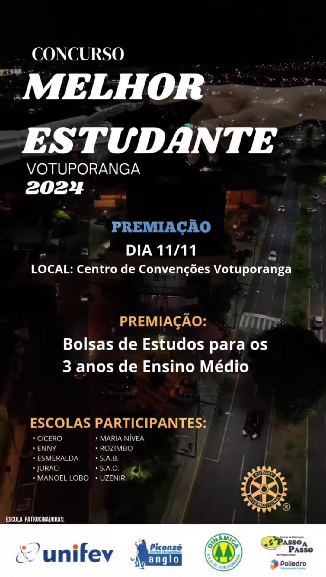 Texto do Rotary Club de Votuporanga - 8 de Agosto:

A 22ª edição do Concurso "Melhor Estudante" foi ...