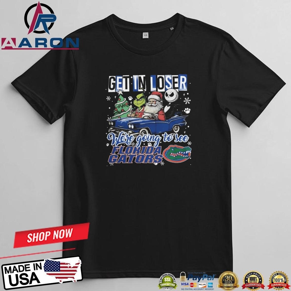 Santa x Grinch x Jack Skellington Get In Loser We’re Going To See Florida Gators Christmas T-Shirts
...