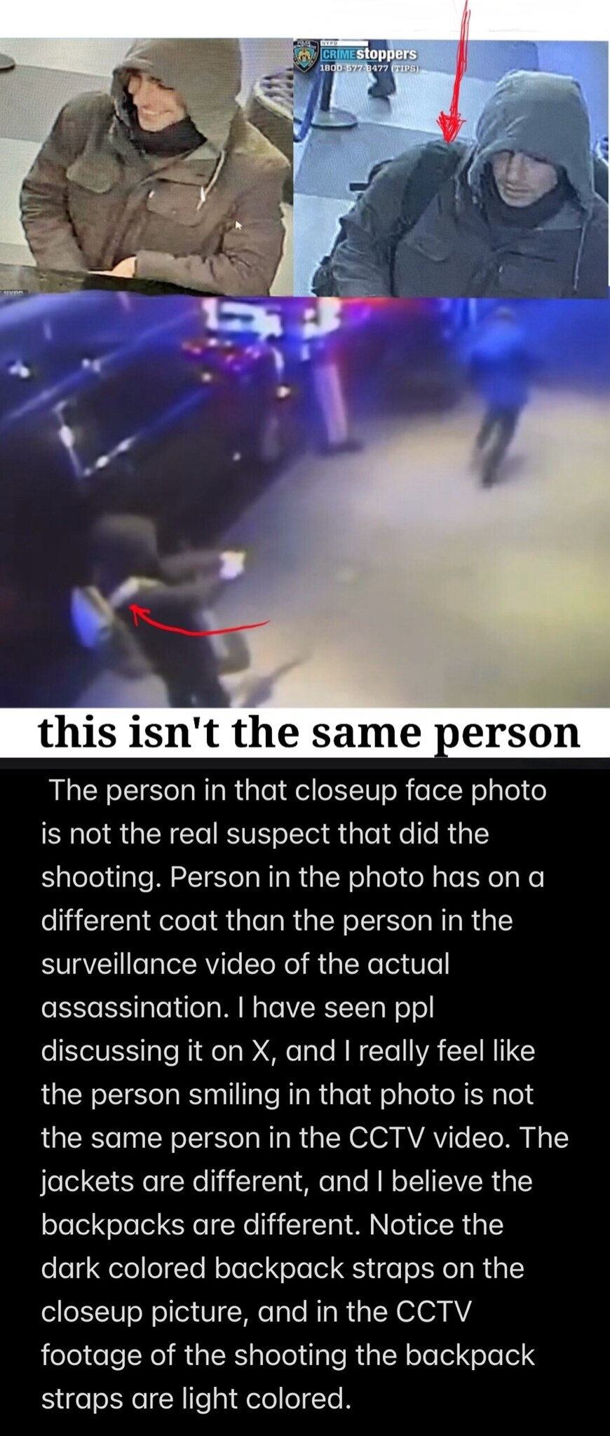 The real killer of the United Healthcare CEO is NOT the same person seen in these closeup surveillan...