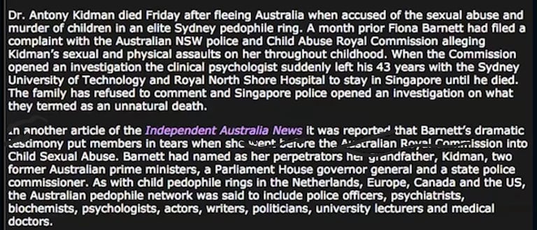 Nicole kidman' Father, Antony Kidman died Friday after fleeing Australia when accused of the sexual abuse and murder of children in an elite Sydney pedophi