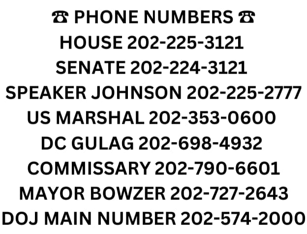 Call Mayor Bowser and demand that they release the J6 political prisoners. 



https://gettr.com/post/p3geiccfaf6